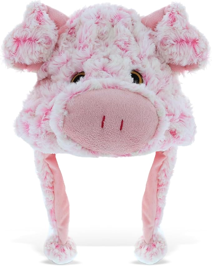 DolliBu Plush Hat – Super Soft Fleece Stuffed Animal Beanie with Ear Flaps, Cozy Warm Winter Hat for Kids – One Size