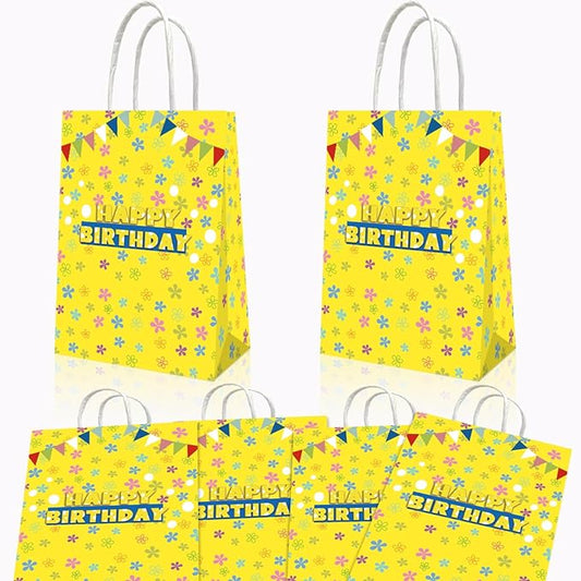 HKAHDID 20Pcs Yellow Blue Ocean Birthday Decorations, Cartoon Yellow Birthday Party Gift Bags for Boys and Girls Party Theme Supplies