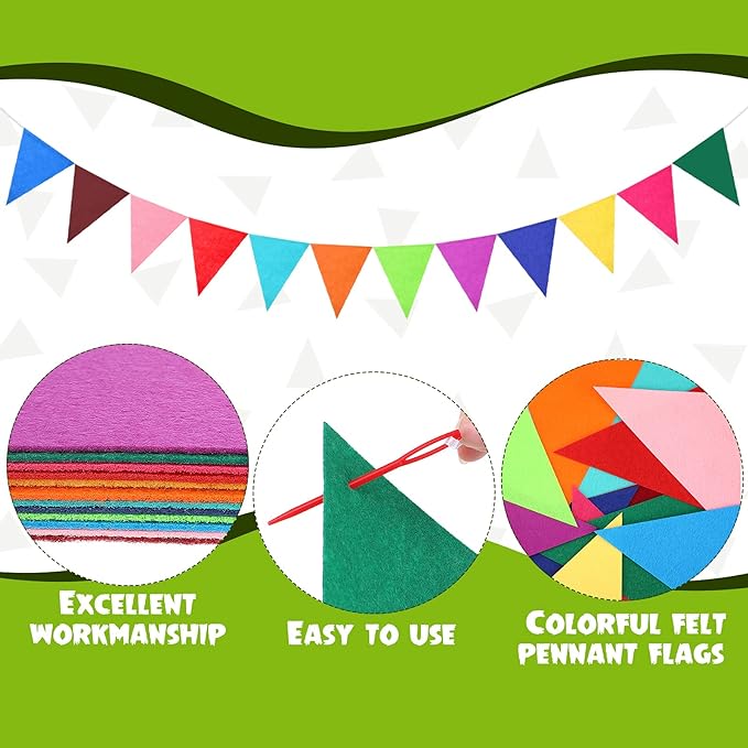 Irenare 9.8 ft Pom Pom Garland Felt Rainbow Garland 2026 Graduation Party Decoration Colorful Pennant Tassel Banner Back to School Birthday Triangle Banner for Classroom School Mantel(Multicolor)