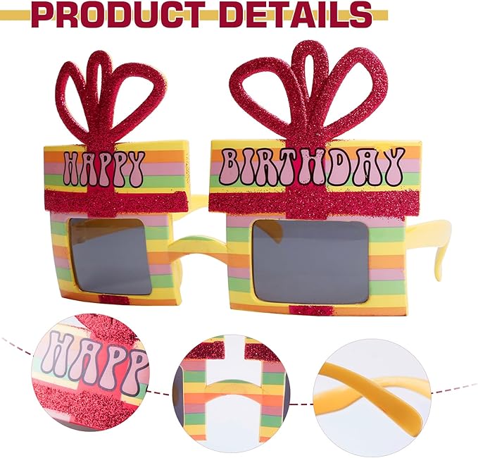 Funny Sunglasses & Costume Masks for Birthday Parties, Multi-Shaped Novelty Shades to Add Humor to Any Festivity