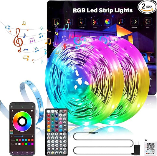 GANZQH 190FT Led Lights for Bedroom, Color Changing RGB Led Strip Lights Indoor, Music Sync Led Light Strip with Remote and App Control, DIY Led Lights for Room Home Decor Ambient Lighting (2 * 95FT)