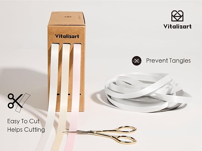 Vitalizart Pink & White Satin Ribbon 3/8” x 3 Rolls 120 Yards Ribbon for Gift Wrapping Hair Craft Party Decoration Flower Bouquet Wedding Double Face Light Pink Cream White