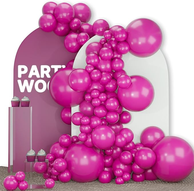 PartyWoo Hot Pink Balloons 140pcs Different Sizes of 18 12 10 5 Inch Magenta Fuchsia Dark Pink Balloon Arch Kit Garland for Bridal Baby Shower Birthday Butterfly Princess Party Decorations Pink-Y39