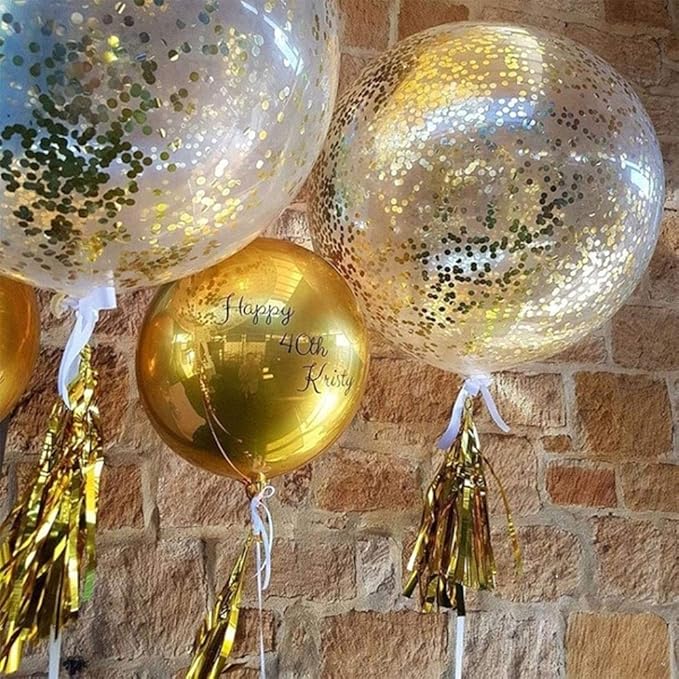 36 Inch Giant Confetti Balloons, Gold Latex Confetti Round Balloons for Birthdays Weddings Receptions Festival Party Decoration, Pack of 5 Pcs