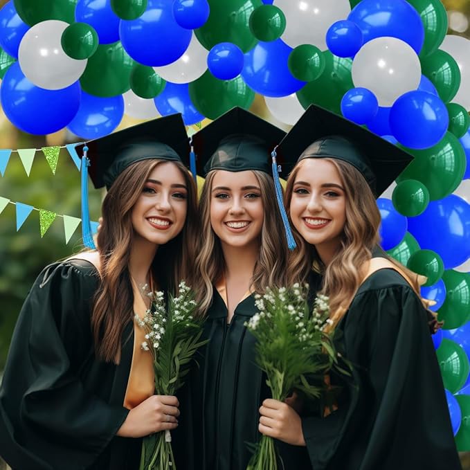 Blue Green Balloon Garland Arch Kit - Dark Green Blue Balloon Arch Dark Green Balloons Gray Balloons for Earth Golf Jungle Safari Birthday Wedding Baby Shower Graduation Party Decorations