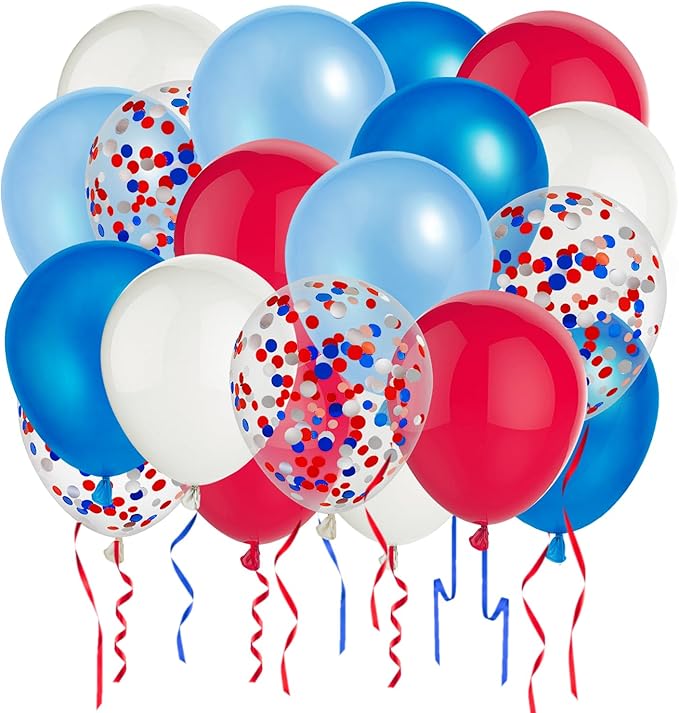 50 Party Balloons Red White Blue Balloons 12 Inches July 4th Birthday Latex Balloons for Independence Day Veterans Memorial Patriotic 4th of July Nautical Theme Party Supplies