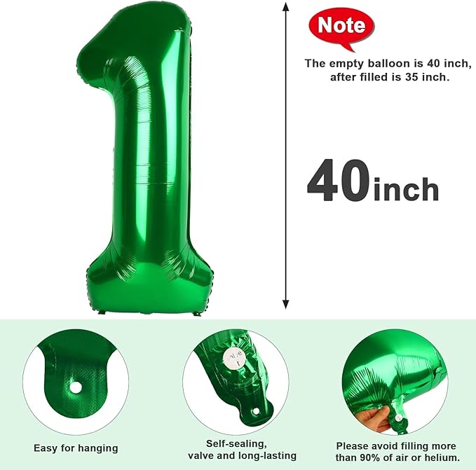 40 Inch Dark Green Number Balloon, Large Happy 20th Birthday Decorations for Women, Foil Balloon Number for Wedding Marriage Proposa Big Events Family Reunions Party Supplies