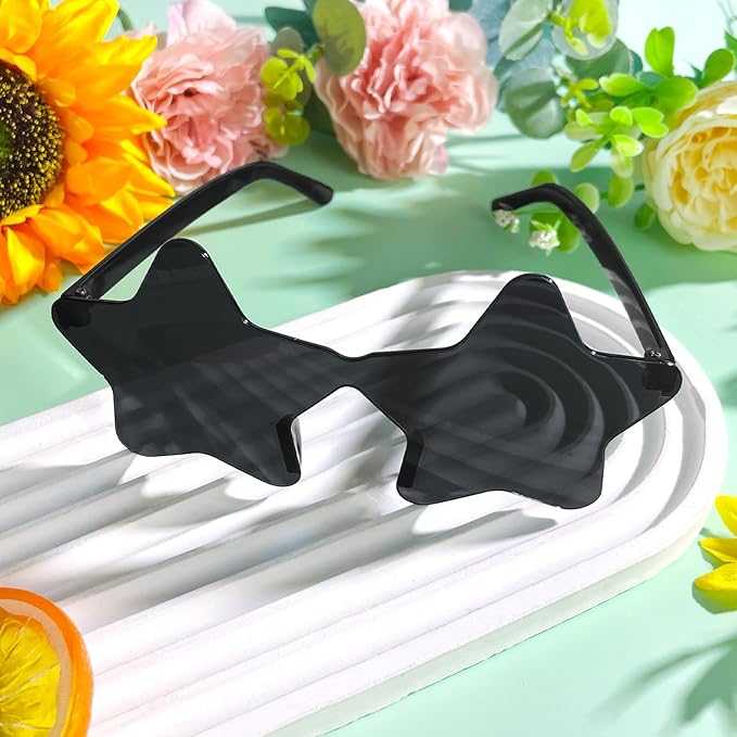 Pibupibu Wholesale 40 Pack Rimless Star Shaped Sunglasses Bulk Adults Unisex, Fun Colorful Pentagram Glasses Party Favors