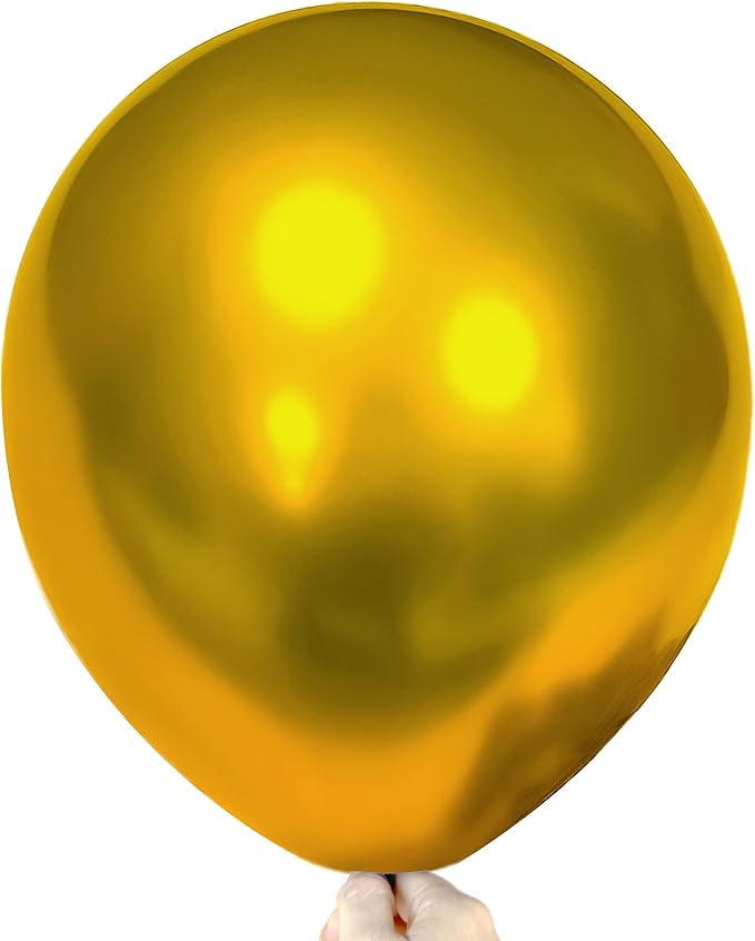 Firomi Metallic Gold Balloons 18-inch 12 Pack Large Helium Shiny Round Big Chrome Gold Thicken Latex Balloon for Wedding Birthday Party Gold Party Balloons (with 1 Ribbon)