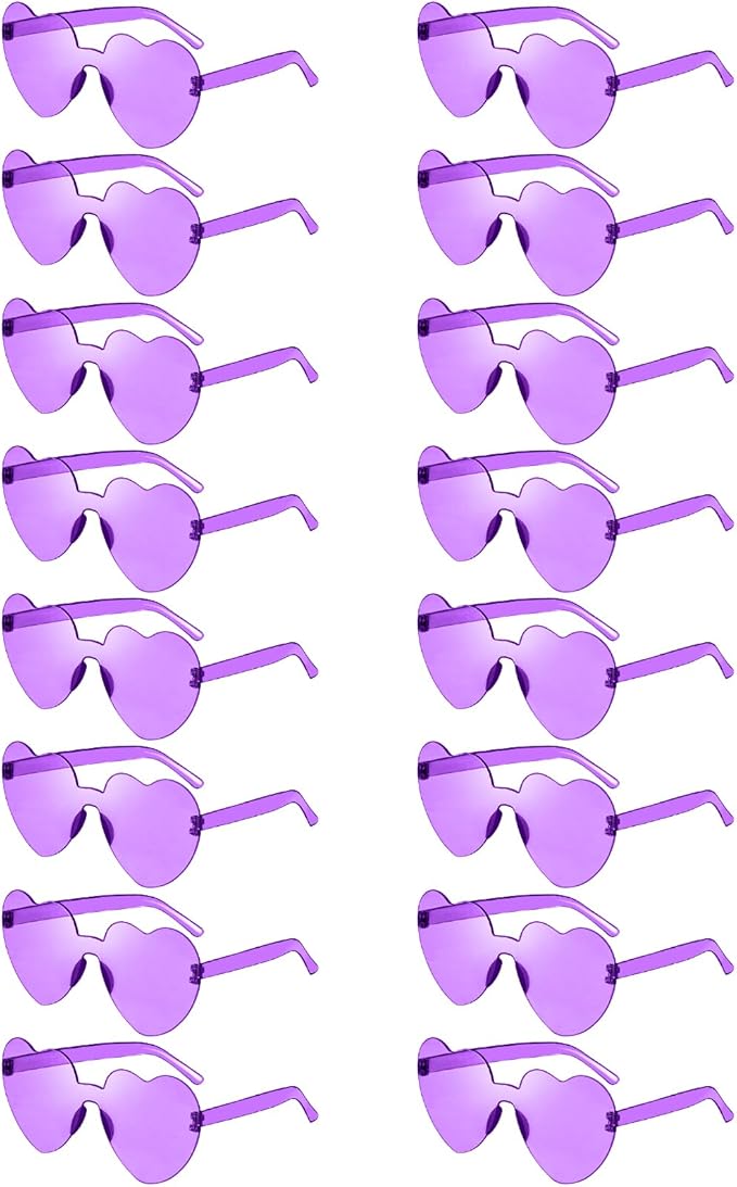 Matcheck 16 Heart Shaped Rimless Sunglasses Transparent Candy Colored Glasses Frameless Party Eyewear for Women