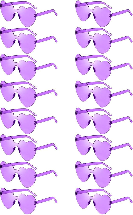 Matcheck 16 Heart Shaped Rimless Sunglasses Transparent Candy Colored Glasses Frameless Party Eyewear for Women