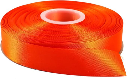ITIsparkle 1" Inch Double Faced Satin Ribbon 50 Yards-Roll Set for Gift Wrapping Scrap Books Party Favor Hair Braids Baby Shower Decoration Floral Arrangement Craft Supplies, Tarrid Orange Ribbon