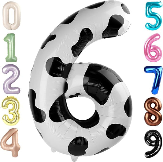 Number 6 Balloon 40 Inch, 6 7 Six Seven Birthday Decorations, 6th Birthday Balloon for Boy Girl, White Black 16 60 61 65 Numbers Balloons Graduations Anniversary Supplies