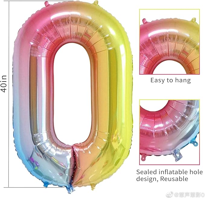 40 Inch Number Balloons 0-9 Rainbow Gradient Large Number 23 Balloons, Digital Balloons for Birthday Party Celebration Decorations, Helium Foil Number Balloons for Wedding Anniversary