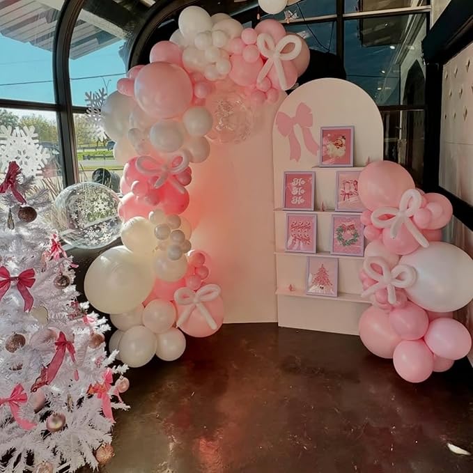 Light Pink and White Balloons Kit, 65pcs 12 Inch Pink Balloons Pastel Pink Confetti Latex Balloons for Birthday Wedding Baby Shower Party Decorations