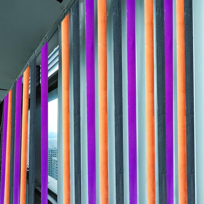 PheiLa Crepe Paper Streamers 6 Rolls 492ft, Crepe Paper Halloween Decorations Orange Black Purple Party Supplies for DIY Gift Wrapping Birthday Holiday Party Decor, 1.77 Inch x 82 Ft/Roll