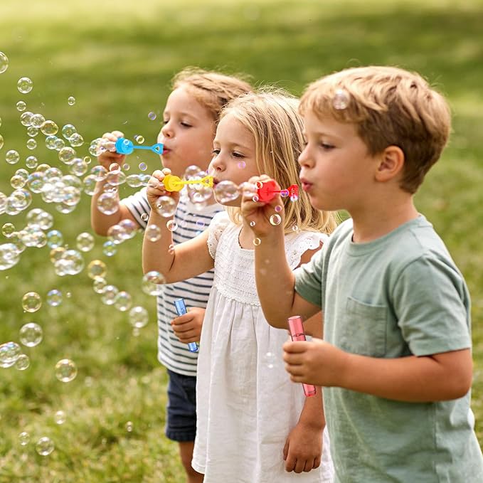 EagleStone 200 PCS Mini Bubble Wands in 10 Colors, Bulk Party Favors for Kids, Birthday, Easter Basket Stuffer, Christmas, Valentine’s, Carnival, Classroom Prizes, Goodie Bag Stuffers for Boys & Girls
