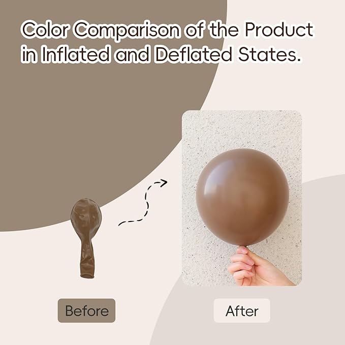 Awenztech 110pcs Brown Balloons, 18 12 10 5 inch Brown Balloons Different Sizes Balloon Garland for Netural Baby Shower Woodland Jungle Safari Birthday Party Decorations