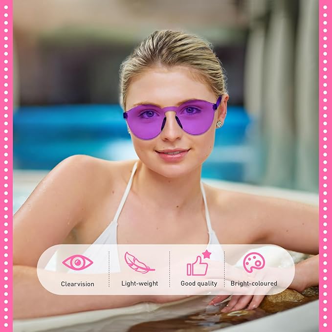 Pibupibu 48 Pack Fun Mixed/Heart/Star Party Sunglasses Bulk Adults, Rimless Colorful Bachelor Party Glasses