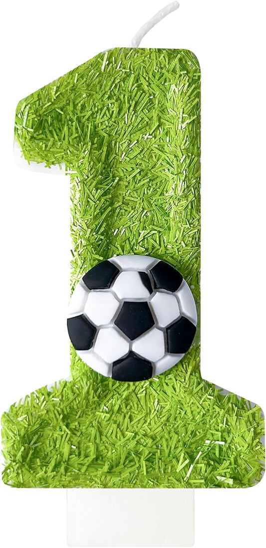1st Birthday Candles，Soccer Birthday Decorations，Suitable for Girl and boy Cake Toppers, Wedding Cakes, Anniversaries, Party Celebrations, Birthday Decorations