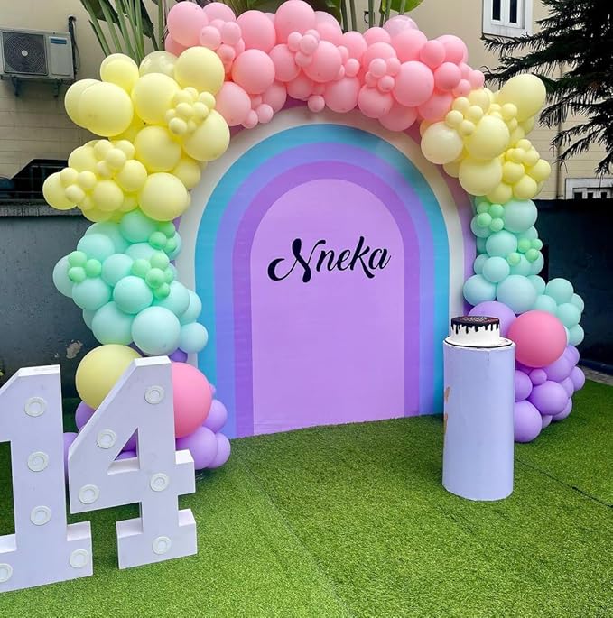 Pastel Balloon Garland Arch Kit, 142pcs Pastel Balloons Macaron Rainbow Balloons Ice Cream Foil Party Balloons for Birthday Ice Cream Theme Party Decorations
