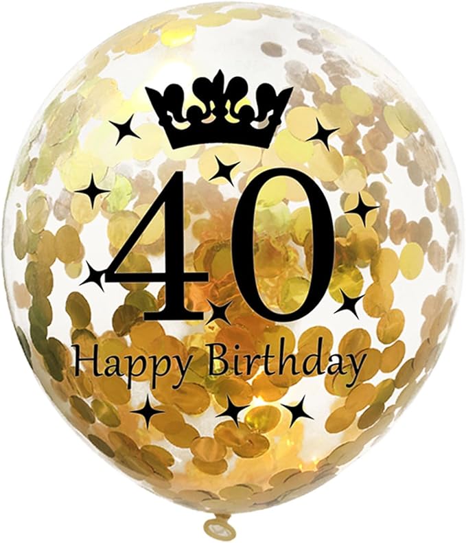 SHUNTAI 40th Birthday Balloons Black and Gold 40 Birthday Decorations for Men Women Latex Confetti Balloon 40 Years Old Theme Birthday Party Supplies 15 Pack 12 Inch(40 balloons for birthday party)