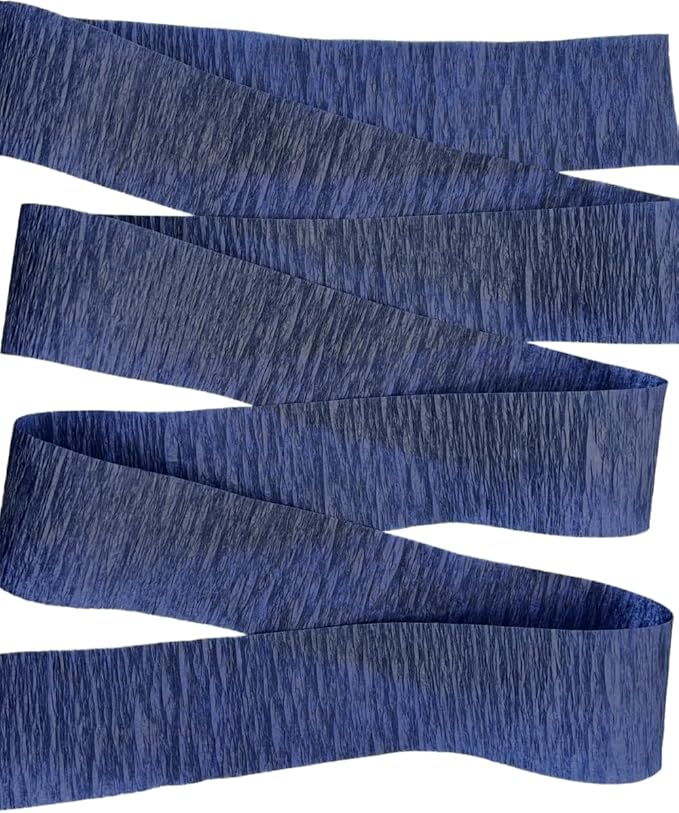 K-Kraft USA-Made Hanging Decorative Crepe Paper Streamers for Birthday, Party, Holiday, School, Wedding, Shower, or Graduation (1 Navy + 1 Silver Metallic)
