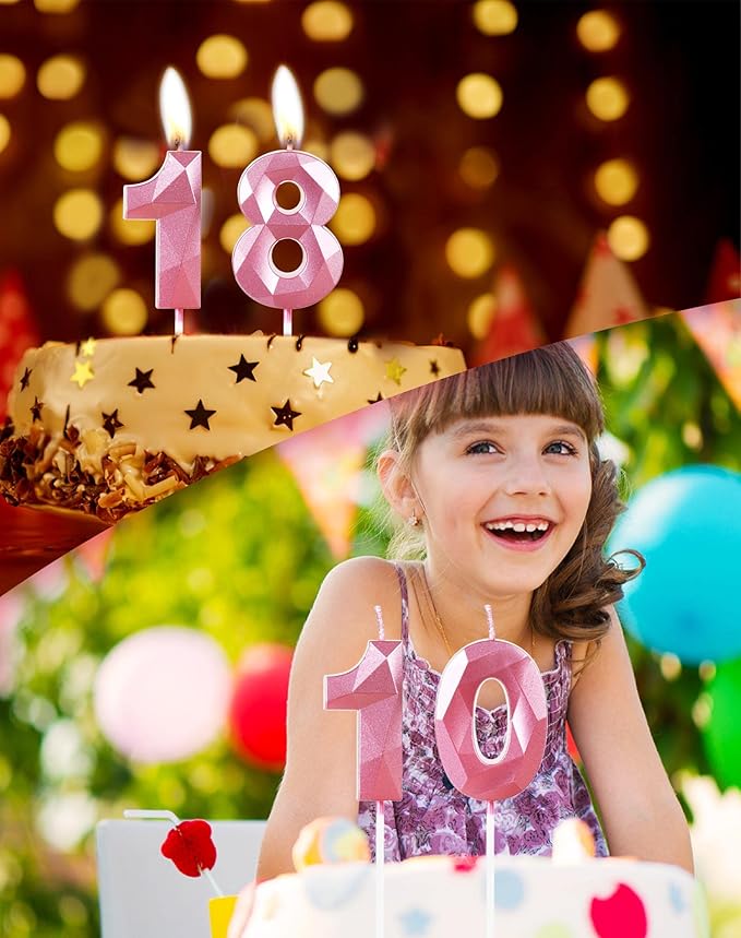 Number 16 Candles,16th Birthday Candles,Pink Happy Birthday Candle for Cake,3D Design Cake Topper Decorations for Girl Women Pet Birthday Party Wedding Anniversary Celebration Supplies
