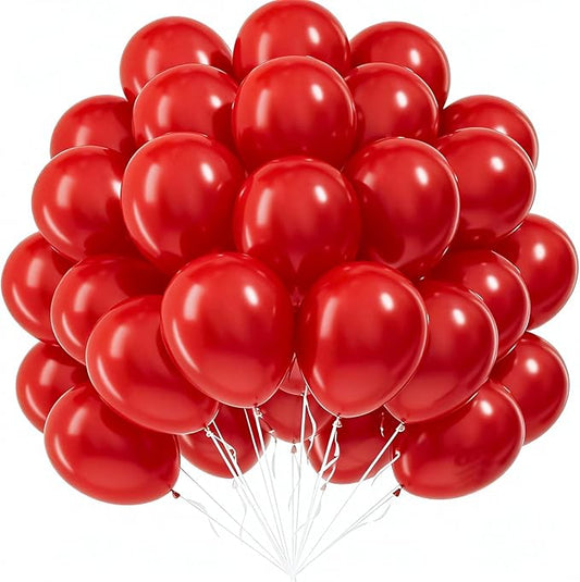 Red Balloons 50pcs 12 Inch Matte Red Latex Party Balloons for Valentines Day Casino Theme Wedding Birthday Patriotic Party Decorations