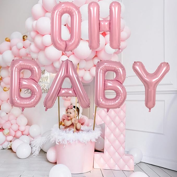 Pastel Pink W Balloon, 40 Inch Giant Baby Pink Mylar Helium Foil Letter W for Girls, Self Inflating Alphabet W Birthday Balloon for Women Anniversary Baby Shower Princess Party Decorations Supplies