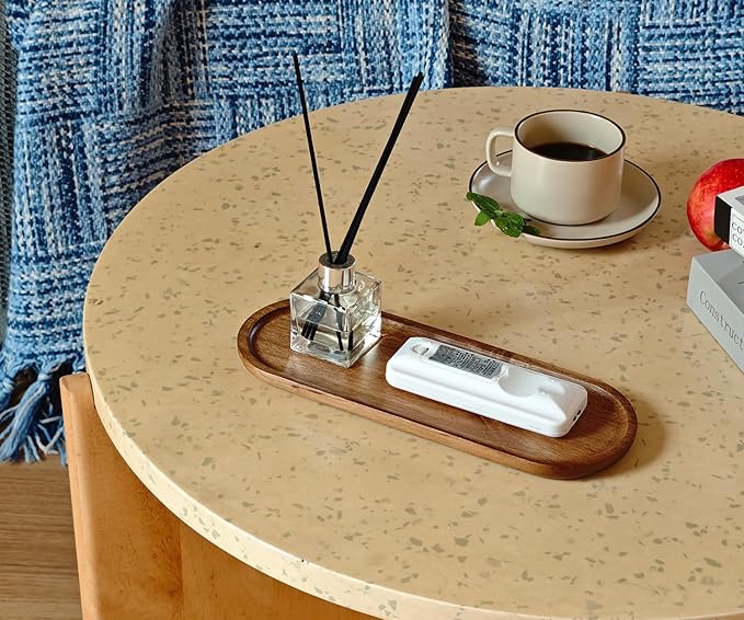 Small Wooden Oval Tray (11.3 x 4.1 inch) 3 Pack, Mini Serving Tray for Coffee Tables, Dessert, Snack, Fruit, Acacia Wood Platter for Vegetable, Decor Restaurant