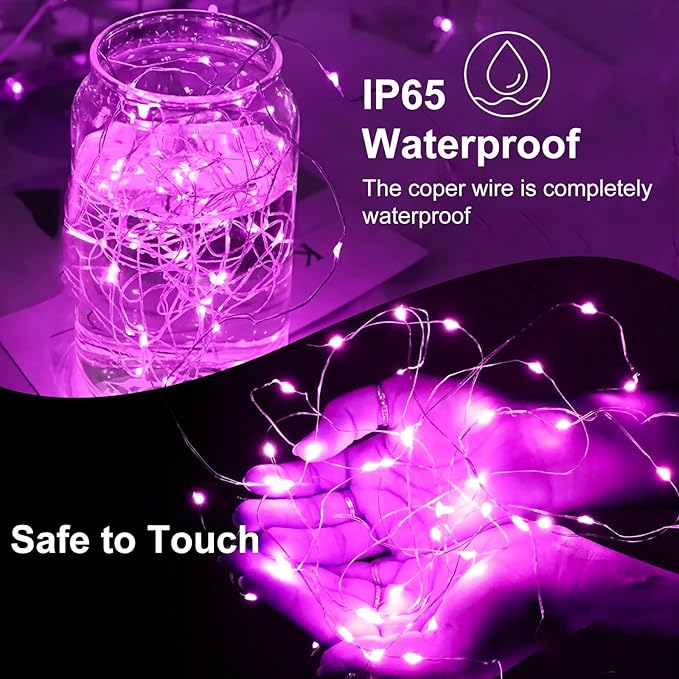 8Pack Fairy Lights Battery Operated, 7ft 20 LED 3 Modes Speed Twinkle Mini String Lights Waterproof Silver Wire Firefly Starry Lights for Mason Jars Wedding Party Christmas Decorations
