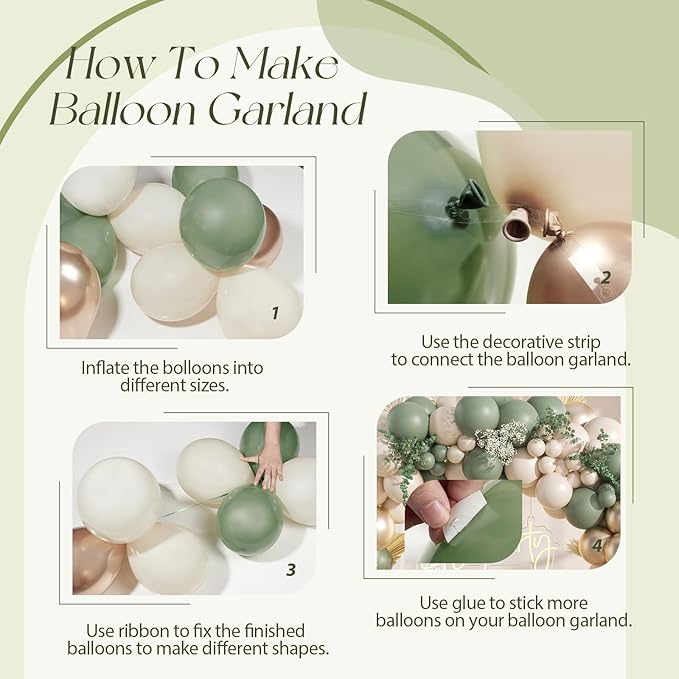 130Pcs Sage Green Gold Balloon Garland Arch Kit with Sage Green Sand White Gold Balloons for Baby Shower Bridal Shower Birthday Engagement Wild One Party Decorations