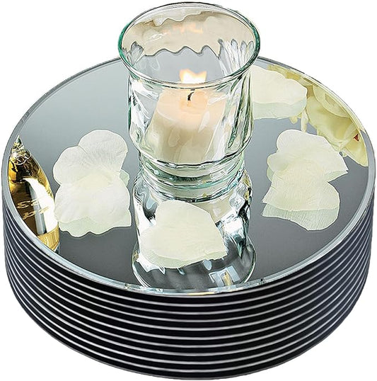 10" Round Mirror Centerpieces for Tables Decorations, 10 Pack Acrylic Circle Mirror Tray Candle Plate 2mm Thickness Mirror Centerpiece Table Decorations for Wedding Decorations Party, Wall Decor