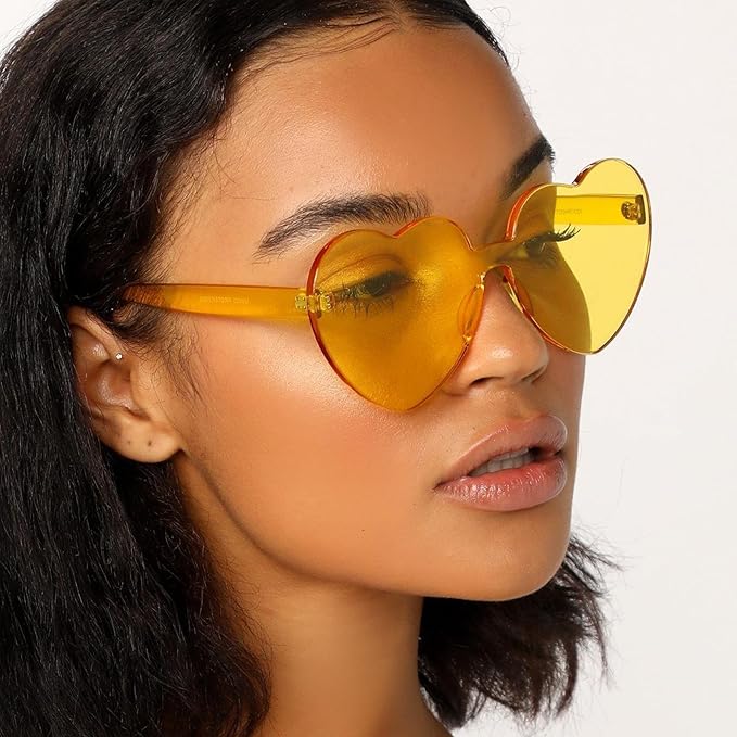 9 Pack Heart Shaped Sunglasses Rimless Heart Glasses for Bachelorette Party Birthday Decorations Party Favors
