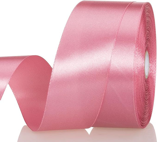YASEO 1 1/2 Inch Rose Gold Solid Satin Ribbon, 50 Yards Craft Fabric Ribbon for Gift Wrapping Floral Bouquets Wedding Party Decoration