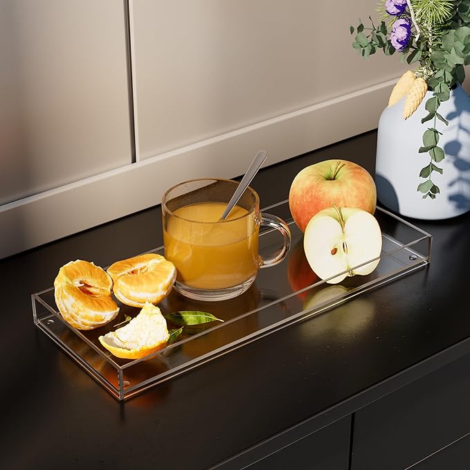 Serving Tray 5x10 Inch Decorative Platter Clear Appetizer & Snack Tray – Perfect for Home, Breakfast, and Small Gatherings, 2 Pack