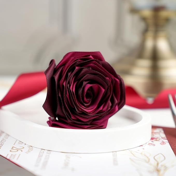 MAYREEL Burgundy Satin Ribbon 1 Inch Dark Red Maroon Ribbon for Gift Wrapping Crafts Wedding Bridal Shower Party Christmas Tree Decorations 6 Rolls 10 Yards Each Color Total 60 Yards
