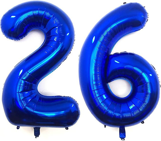 40 Inch Navy Blue 26 Number Balloons Giant Jumbo Huge 26 or 62 Foil Mylar Helium Number Digital Balloons Dark Blue Birthday Mylar Digital Balloons 26th or 62th Birthday Anniversary Events Party