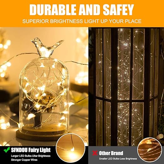 4 Pack Fairy Lights Battery Operated with Remote, 33FT 100LED Waterproof Twinkle String Lights with Timer & 8 Modes,for Indoor Outdoor Patio Garden Wedding Party Christmas Decor-Warm White