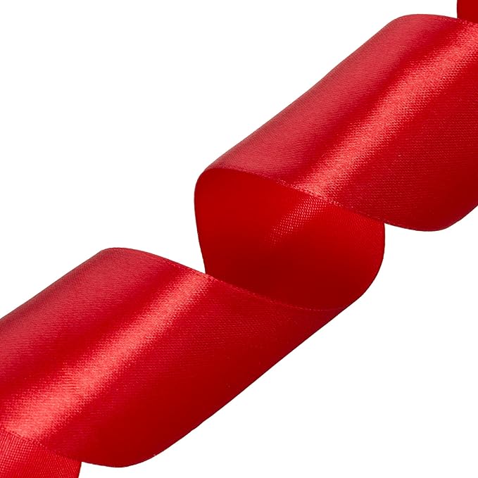 YASEO 2 Inch Red Solid Satin Ribbon, 50 Yards Craft Fabric Ribbon for Gift Wrapping Floral Bouquets Wedding Party Decoration