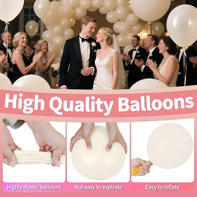 Sand White Balloon Arch Kit 111Pcs 18 12 5 Inch Latex Party Balloons Garland for Birthday Baby Shower Wedding Engagement Anniversary Christmas Party Decorations