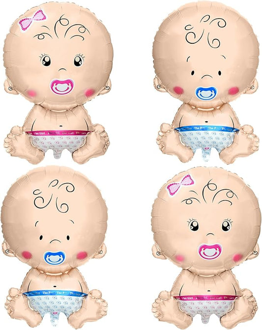 KatchOn, Gender Reveal Balloon - 29 Inch Pack of 4 | Baby Girl Baby Boy Balloons for Twin Gender Reveal Decorations | Boy or Girl Balloon, balloons for baby Shower Decorations | Twin Balloons