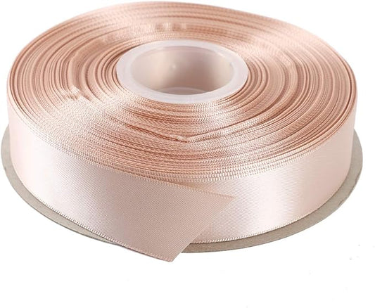 ITIsparkle 1" Inch Double Faced Satin Ribbon 50 Yards-Roll Set for Gift Wrapping Scrap Books Party Favor Hair Braids Baby Shower Decoration Floral Arrangement Craft Supplies, Vanilla Ribbon