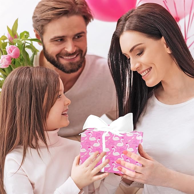 10 Sheets Pink Red Heart Birthday Gift Wrapping Paper, Valentine's Day Wrapping Paper Sheets for Women Girls, Gift Wrapping Paper for Birthday Mother’s Day Baby Bridal Shower Wedding, 19.7x27.6Inch