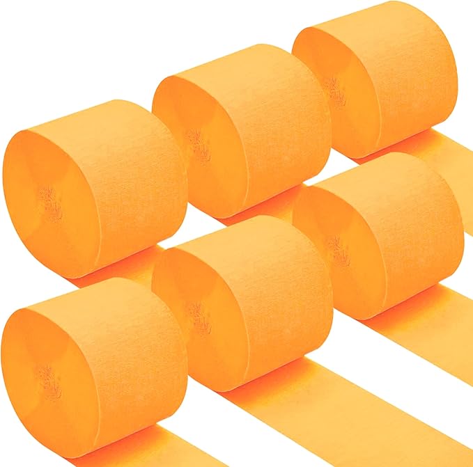 Oun Nana Golden Yellow Crepe Paper Streamers Party Decorations, 6 Rolls 738 Ft Party Streamers for Birthday, Baby Shower, Wedding, Graduation, Backdrops, Ceilings and DIY Crafts