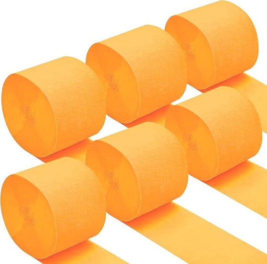 Oun Nana Golden Yellow Crepe Paper Streamers Party Decorations, 6 Rolls 738 Ft Party Streamers for Birthday, Baby Shower, Wedding, Graduation, Backdrops, Ceilings and DIY Crafts