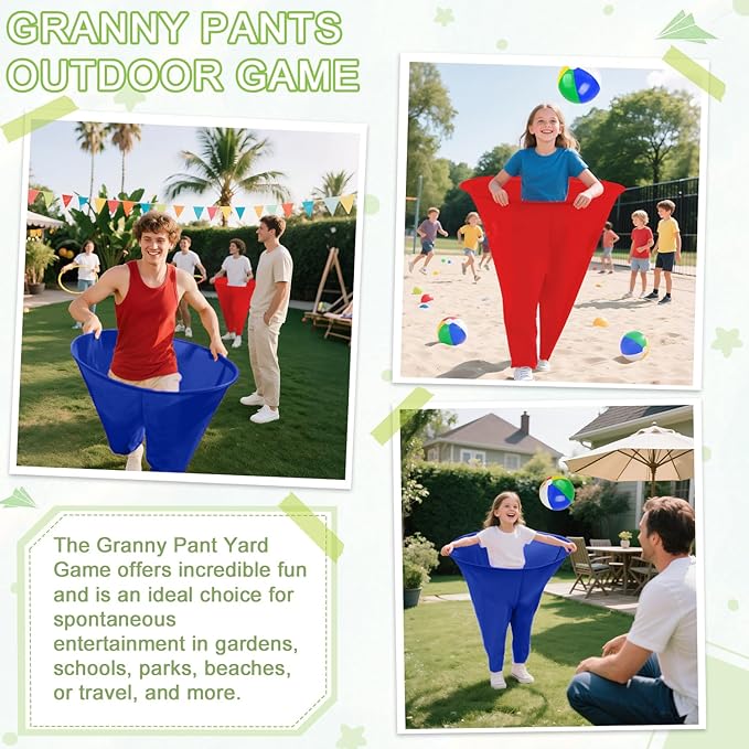 Granny Pants Yard Game Freaky Party Games Pants with Bouncy Balls and Air Pump Oversized Granny Pants Outdoor Game for Adults and Family Interactive Throwing Game for Group Gatherings