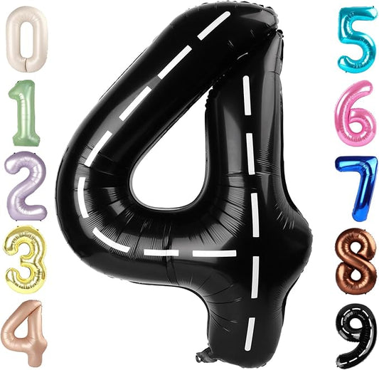 40 Inch Large Numbers Balloon, 4 Line Black Ballon for 4th 14 40 44 Birthday Party, Balloon 4 Number for Graduations Wedding Supplies