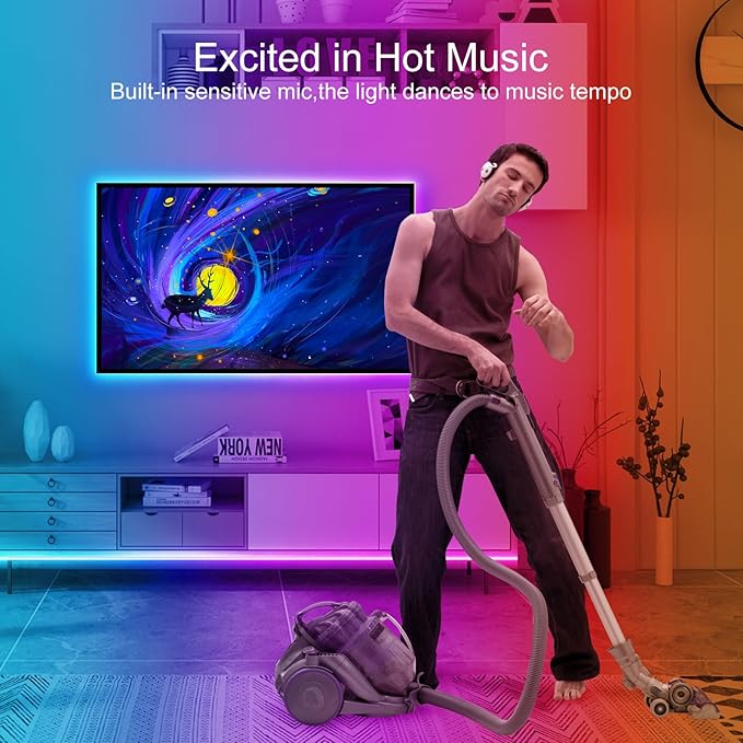 SUPERNIGHT Waterproof Led Strip Lights, 4 Rolls 32.8FT 300Leds Rope Light Flexible Multicolor, RGB Music Sync Color Changing Lights for Party, Kitchen,Home Decoration(Not Included Power Supply)